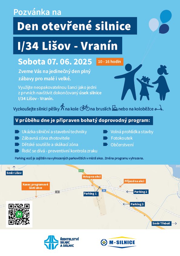 Den otevřené silnice  I/34 Lišov - Vranín